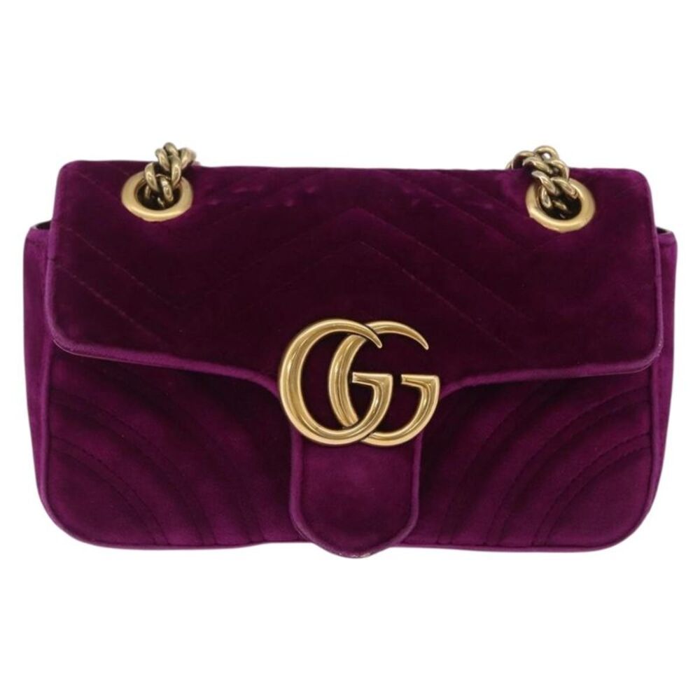 Gucci Gg Marmont Matelassé Velvet Purple Velvet Shoulder Bag Bag